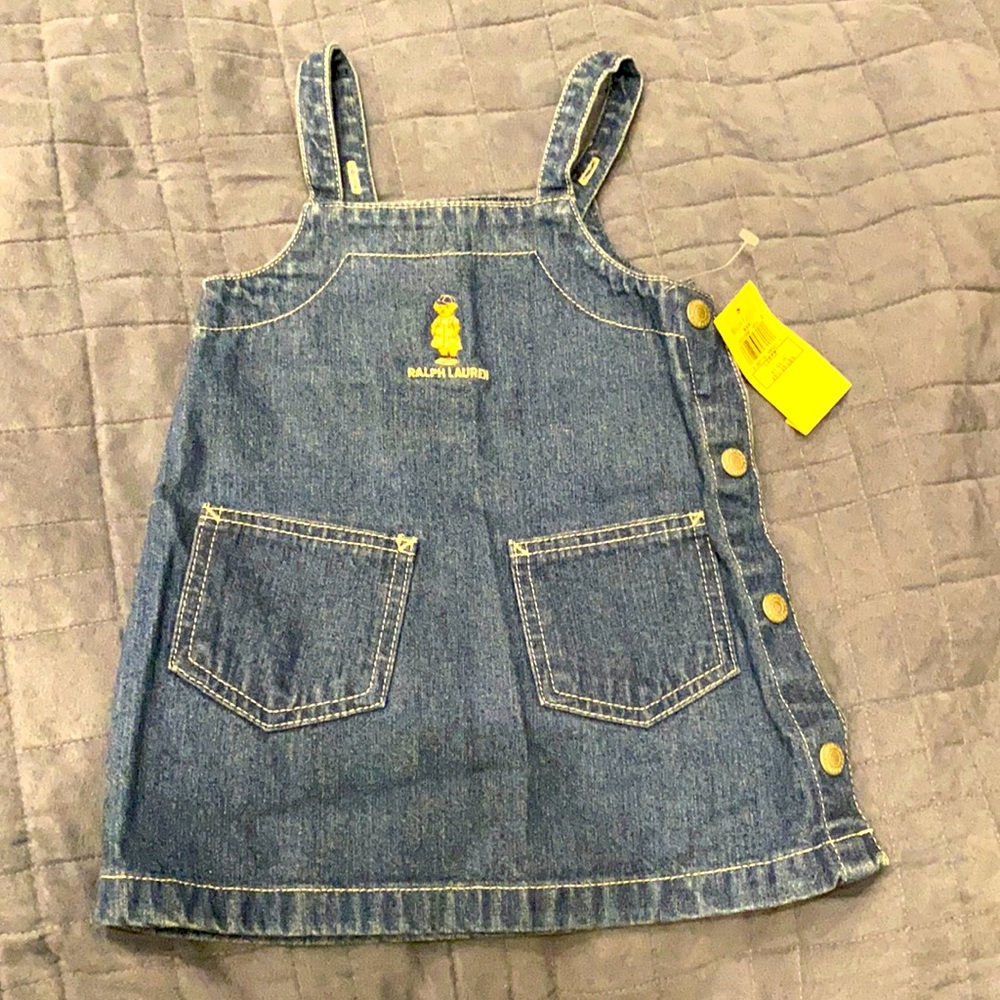 NWT Ralph Lauren jean jumper / dress, size 12-18 months.